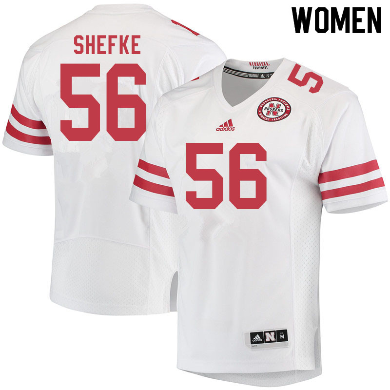 Women #56 Collin Shefke Nebraska Cornhuskers College Football Jerseys Sale-White - Click Image to Close